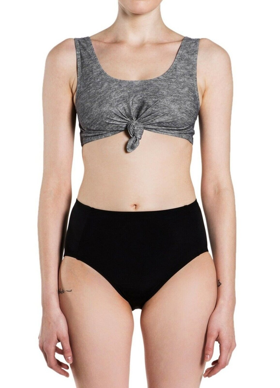 Beth Richards Women's Gray Heather Knotted Knot Bikini Swim Top Size Small
